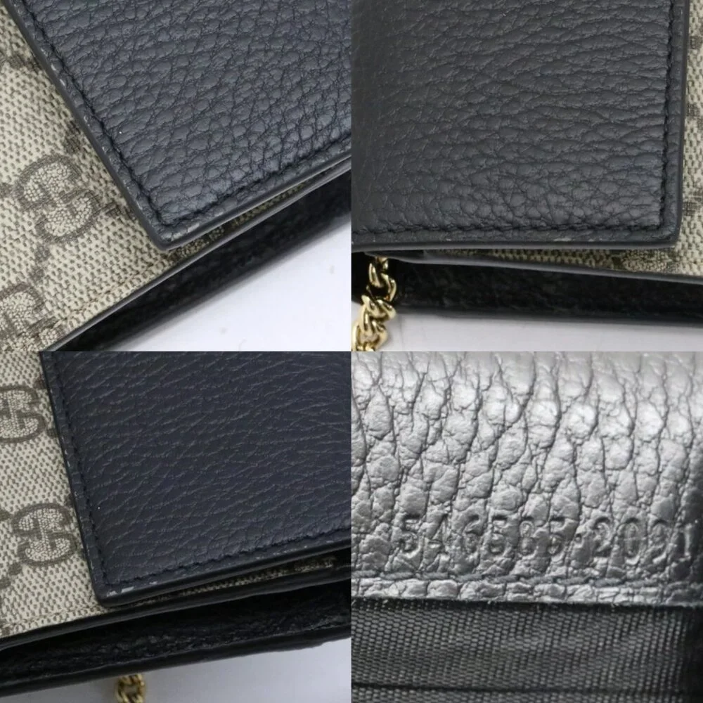 Gucci GG Marmont Bi Color Wallet on Chain Ebony Black Beige - Picture 14 of 15